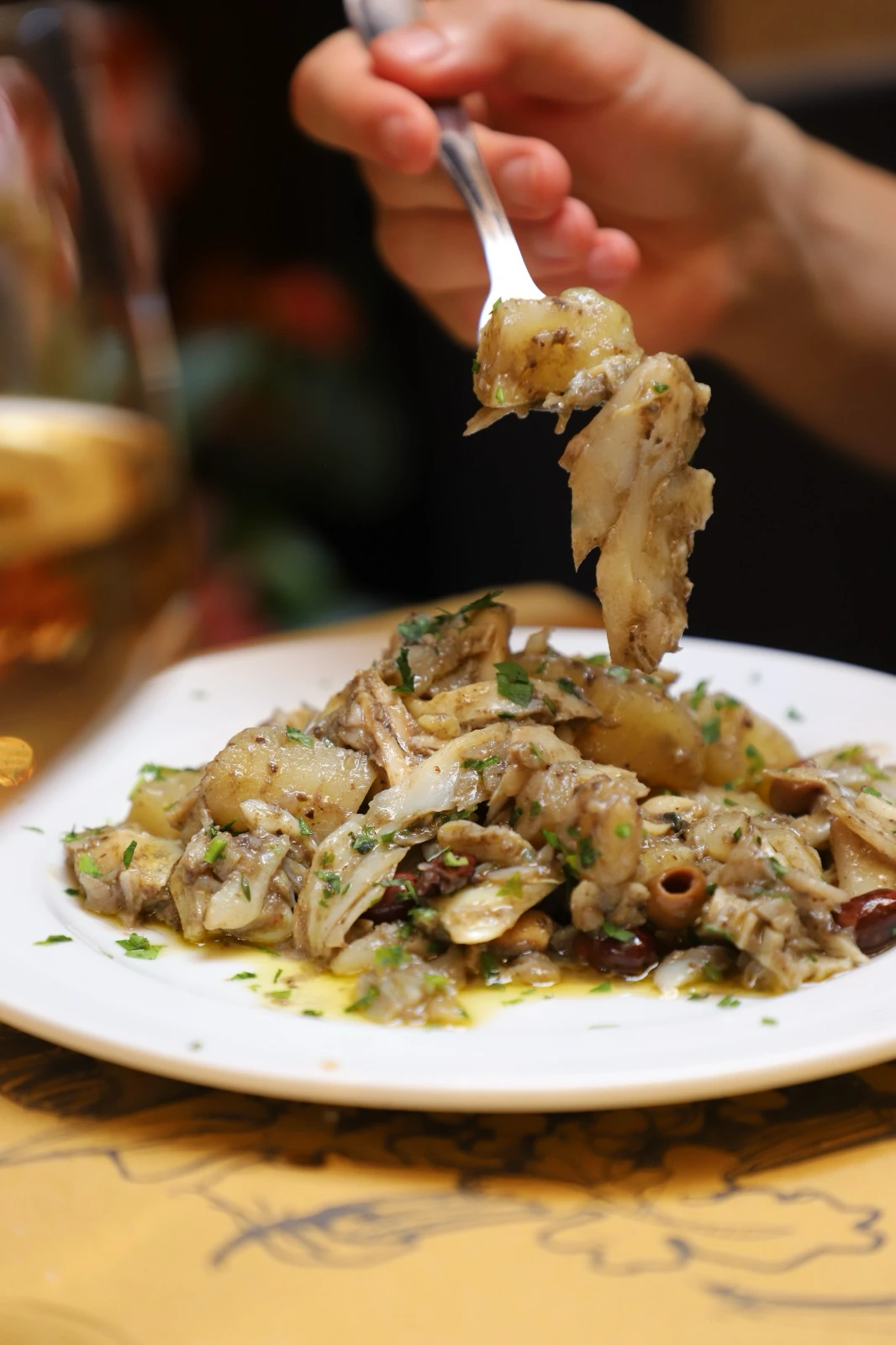 Stoccafisso accomodato da E Prie Rosse, ristorante in via di Ravecca a Genova